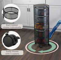 Carrito Organizador Giratorio de 5 Niveles para Cocina, Construcción Metálica Resistente, Ideal para Almacenamiento de Productos