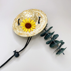 Sombrero de paja mini personalizado para perros, con diseño floral tejido, para mascotas, para usar en las cuatro estaciones. - Product Image 3