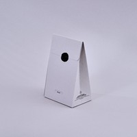 Boîte à café personnalisée en petite quantité, écologique, biodégradable, recyclable, en papier kraft triangulaire, imprimée quadricolore, auto-érectible