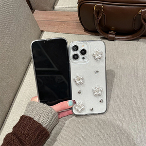 <span class=keywords><strong>Coque</strong></span> de téléphone pour <span class=keywords><strong>iPhone</strong></span> 16 Pro Max, style coréen, fleurs en strass, luxe, pour femmes, en <span class=keywords><strong>silicone</strong></span>, pour <span class=keywords><strong>iPhone</strong></span> 14, 15 Plus, 17 Air - Product Image 5
