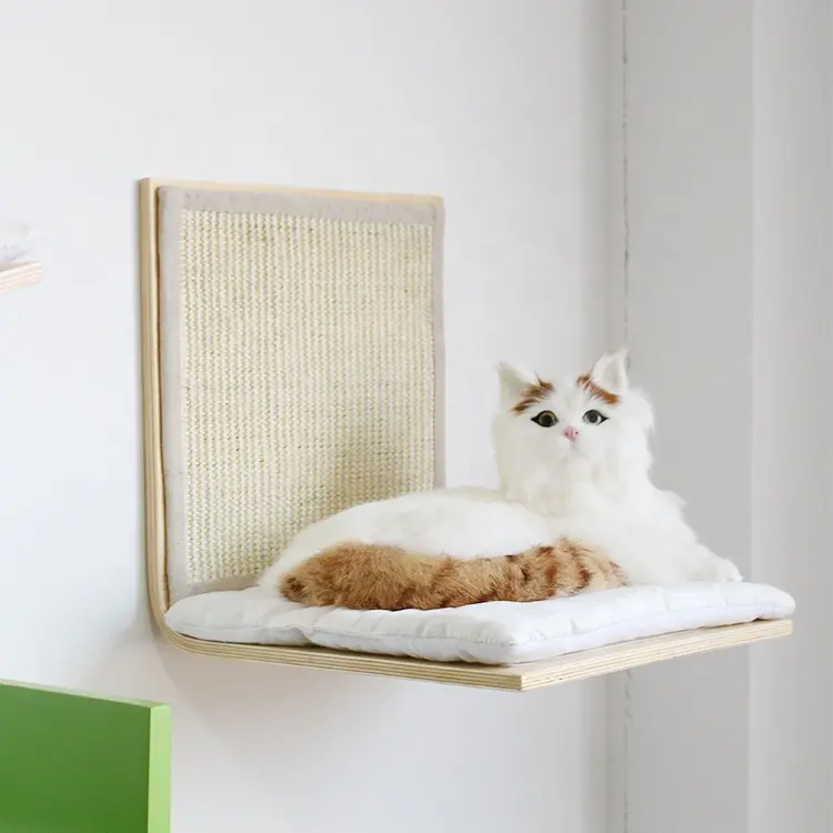 Wall mounted L shape cat shelf wooden cat furniture bed