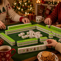 Jeu de Mahjong pliable moderne américain Merry-Ish, design personnalisé, tuiles de luxe à 4 couches, jeu de divertissement familial pour les fêtes de Noël
