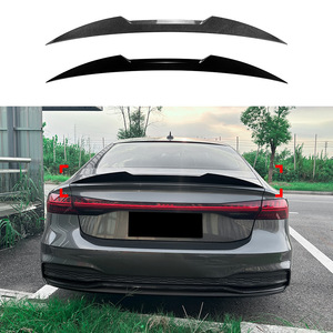 Audi Rear Spoiler Wing Shaped ABS Piano Black Carbon Fiber Texture For A7 S7 C8 2019+ Trunk Deck Lid - Product Image 1