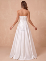 Gaun Pengantin Satin untuk Pengantin Wanita Ukuran Besar Model A-line Gaun Pengantin Kustom Satin Ivory Grosir Gaun Putih