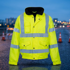 Hi Vis Safety Jacket with Reflective Tape 100% Polyester Windproof & Breathable Workwear for Men - Product Image 3