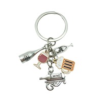 Accessoires pour femmes très demandés : Pendentifs en alliage pour sacs (rouge à lèvres, talons hauts), Pendentifs verre à vin rouge, Petits porte-clés en métal