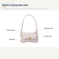 Sac à bandoulière pour femme, mini sac baguette rétro en PU lisse avec sangle en corde nouée et fermoir doré, sac à main bandoulière pour les acheteurs en gros