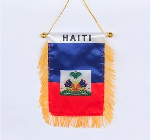 ขายตรงจากโรงงาน กระจกมองหลังรถยนต์ขายดี ธงชาติเฮติขนาดเล็ก ธงเฮติแบบป้ายแขวน - Product Image 2