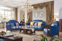 Sofa en bois solide de conception européenne antique turque classique royale ensemble 3 sièges meubles de maison