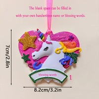 Ornement de Noël Cœur Licorne Personnalisé Fait Main Prix Usine en Gros avec Boîte Nom Personnalisé Résine Écologique à Suspendre