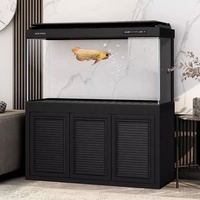 Aquarium de poissons marins de grande taille en verre noir de 6 pieds et 200 gallons avec support, armoire et bac à sable