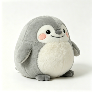ตุ๊กตาเพนกวินสีเทาและสีขาว ตุ๊กตาสัตว์นุ่มนิ่มอ้วนกลม แก้มสีชมพูและท้องขนฟู เหมาะสำหรับกอดก่อนนอนของเด็กและตกแต่งห้องเด็ก - Product Image 3
