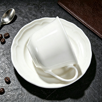 Tasse à cappuccino en céramique JQY avec soucoupe 7 oz, ensemble tasse et soucoupe en porcelaine blanche pour latte, mocha, thé, flat white