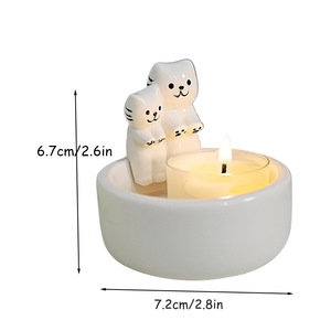 Creative Ceramic <strong>Cat</strong> Lover Shape <strong>Candle</strong> <strong>Holder</strong> for Christmas Home Decor with Scented Tea Light and Ornament - Product Image 6