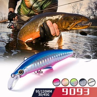 Leurre de pêche Minnow coulant 120mm/45g 95mm/30g pour eau salée, pour bar et brochet, leurres artificiels d'action nageuse à corps rigide, Jerkbait