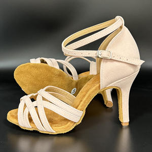 Zapatos de Baile Latino LUOQIAO S030 de Gamuza Rosa para Niña, Zapatos Profesionales con Suela Suave para Baile de Salón, Cha-cha, Bachata, Tacón Medio-Alto - Product Image 6