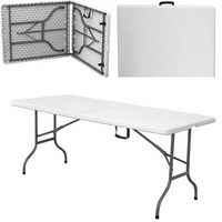 Table pliante d'extérieur moderne en acier massif de 6 pieds avec plateau en HDPE pour les dîners et les fêtes