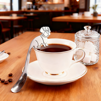 Cuillère à café créative et mignonne en forme de bouledogue, cuillère à glace en acier inoxydable 304, cuillère à suspendre pour tasse à café