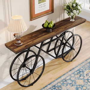 Bàn điều khiển moder bằng gỗ 70.9 inch, bàn sofa dài thêm, thiết kế nội thất gia đình mới với chân đế xe đạp - Product Image 2