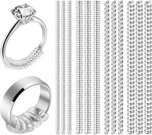 Confezione da 12 4 misure protezione per anello in Silicone trasparente invisibile per donna uomo tenditore distanziatore Fitter regolatore per anello per anelli sciolti