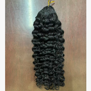 Extensioni per capelli umani brasiliani a trama singola con anello a crochet, stile Kinky Straight, senza trama, per intrecciare - Product Image 4