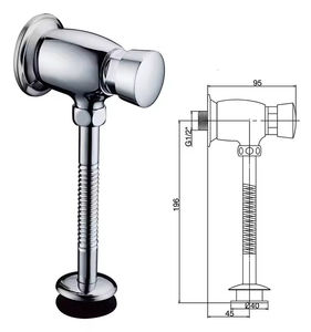 Robinet de chasse d'eau pour urinoir à commande manuelle en laiton moderne avec retardateur manuel, éco-conçu, adapté à l'installation murale en milieu hospitalier - Product Image 3