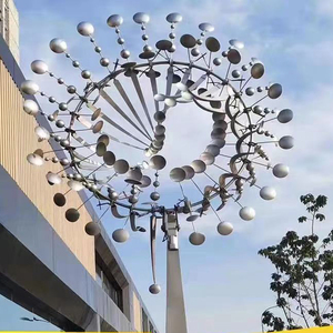 Sculpture éolien en en acier inoxydable 304, style métallique, personnalisé, plusieurs styles, 1-6m de diamètre, mouvement perpétuel - Product Image 6