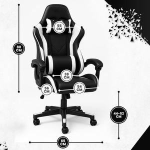 <span class=keywords><strong>Chaise</strong></span> ergonomique de conception sportive, siège de <span class=keywords><strong>bureau</strong></span> et de jeu à double usage, <span class=keywords><strong>chaise</strong></span> de jeu entièrement réglable avec simili cuir noir et blanc - Product Image 5