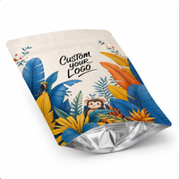 Sachet Doypack Artisanal Personnalisé avec Logo Imprimé, Motif Jungle Tropicale, en Mylar Qualité Alimentaire avec Fermeture Éclair pour Snacks et Bonbons