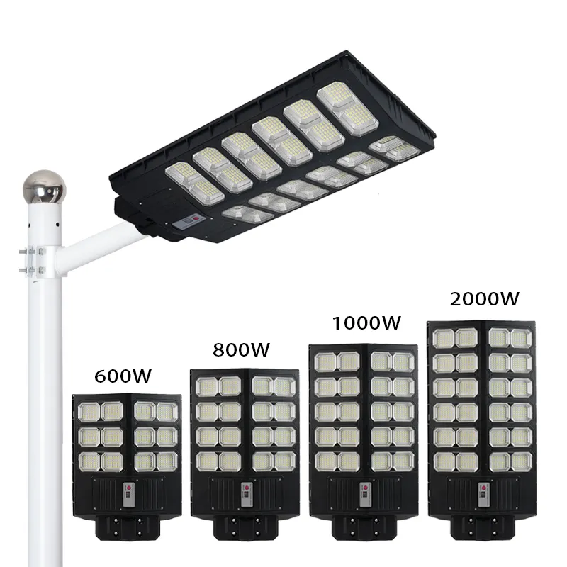 600W 800W 1000W 2000W All-in-One-integrierte Solar-Straßen laterne mit LED-Solar-Straßen laternen mit Fern bewegungs sensor