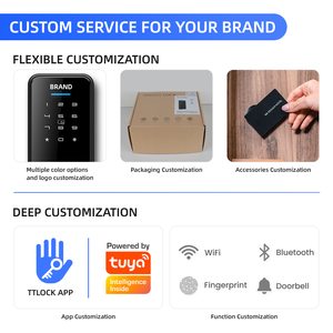 Khóa cửa thông minh Tuya không dây, chống nước, mở bằng mật mã, vân tay, không cần chìa khóa - Product Image 6