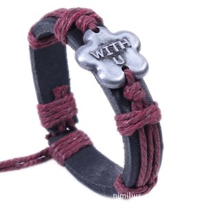 Handmade Leather <b>Bracelet</b> With Alloy Charm <b>Adjustable</b> Size For Gift Jewelry - Product Image 4