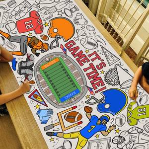 Striscione da colorare da 6 piedi a tema football americano, rotolo di carta fai da te per pitturare, copertura per tavolo, decorazioni per feste a tema sportivo, idee regalo per bambini, decorazioni per lavoretti. - Product Image 1