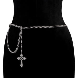 <b>Cross</b> Body <b>Chain</b> Tibetan Silver Unisex Fashionable Daily Wear White K Metal Waist <b>Chain</b> Detachable Single Layer - Product Image 5