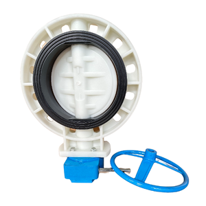 Vrai bas <span class=keywords><strong>prix</strong></span> grande taille DN500 20 pouces toutes les tailles EPDM siège roue à main engrenage plaquette cosse bride PP polypropylène vanne papillon - Product Image 2