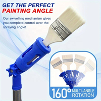 Prolongateur de pinceau multi-angles avec tête rotative et raclette, support de perche télescopique pour la peinture des murs, des plafonds et des coins
