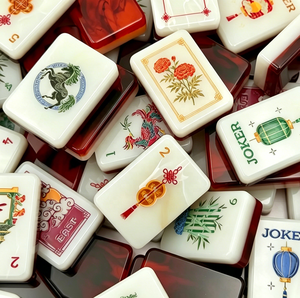 Colección de Fichas de Mahjong Personalizadas: Fuego + Fortuna - Fuego de Brasas, Juego de Mahjong Americano de Acrílico Rojo de Doble Capa - Product Image 2