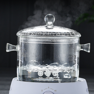 Aeofa Pot en verre borosilicaté transparent pyres résistant à la chaleur casserole en verre borosilicaté avec couvercle en verre - Product Image 3