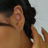 Populaire Minimaliste 925 Sterling Silver Fine Jewelry Classique Coloré Zircon Huggie Hoop Boucles D'oreilles Plaqué Or 18K