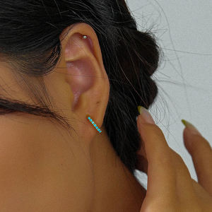 Popular Minimalist 925 <strong>Sterling</strong> <strong>Silver</strong> Fine Jewelry Classic Colorful Zircon <strong>Huggie</strong> Hoop <strong>Earrings</strong> 18K Gold Plated - Product Image 5