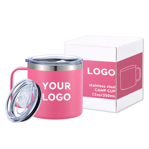 Tazas de Viaje de Acero Inoxidable de 12oz y 16oz con Tapa Deslizante y Asa, Vaso Térmico de Doble Pared con Aislamiento al Vacío - Product Image 1