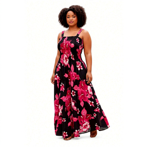 Vestido Maxi Bohemio con Hombros Descubiertos, Cintura Imperio, Corte A, de Rayón Tejido, Casual de Verano, Ajuste Holgado, Dobladillo en Capas, Hecho a Mano en la Parte Delantera - Product Image 1