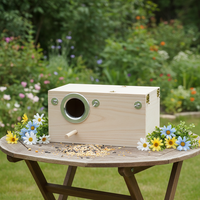 Cage et Nid de Reproduction pour Perroquets en Bois Naturel Carré Classique de Luxe, avec Perchoir et Plateau, pour Usage Extérieur, Incassable - Vente en Gros