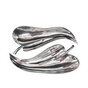 <b>Mirror</b> Polish Metal Serving <b>Trays</b> Set of 2 Handmade Elegant Leaf Customizable Designs <b>Tray</b> For Snacks Cookie Display Table Decor - Product Image 1