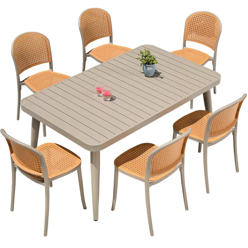 Tavoli da esterno per il tempo libero sedia da giardino in plastica caffetteria sedie impermeabili in PVC e tavoli in alluminio set all'aperto