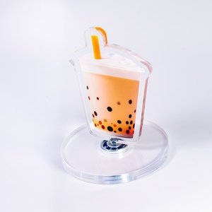 Hanxin Cute Milk Tea Cup Theme Efecto <span class=keywords><strong>de</strong></span> corte láser en capas Pantalla <span class=keywords><strong>DE</strong></span> ARTE Personalización Puede girar Soporte <span class=keywords><strong>de</strong></span> animación acrílica - Product Image 5