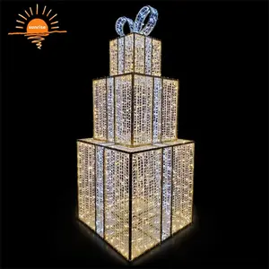 Manufacturer 3D Gift Box Christmas Outdoor Waterproof Arches illuminated For Holiday Street Garden Park Decoration Motif Lights