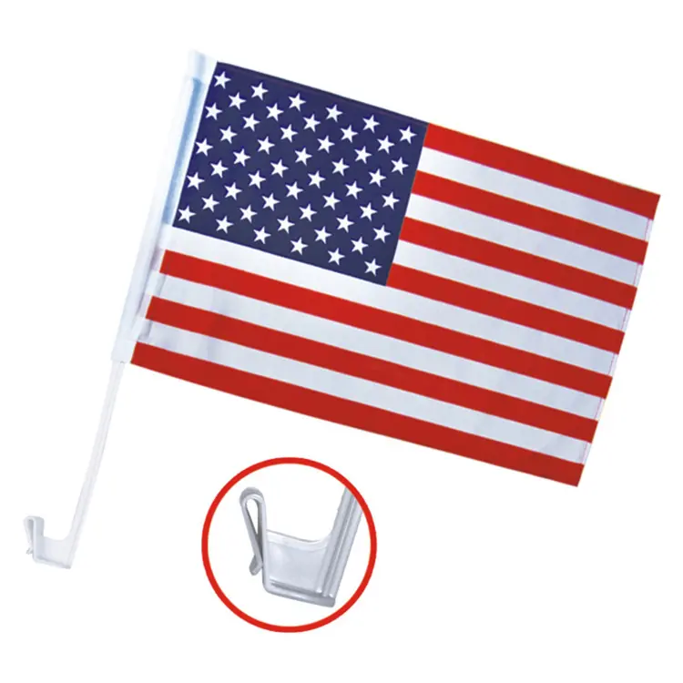 Custom Logo Polyester Amerikaanse Vlag Afdrukken Banner Ontwerp Rood Zwart Blauwe Lijn Usa Auto Vlag 12 ''X 18''