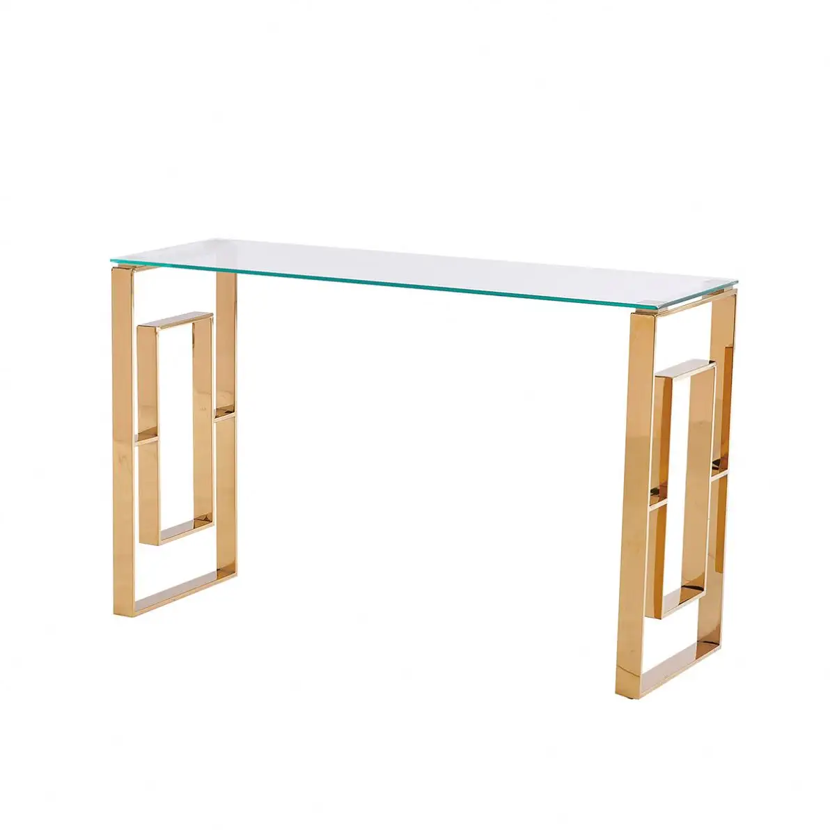 2023 Hot Sale Modern Design Smart Clear Tempered Glass Luxury Gold Stainless Steel Living Room Furniture tisch Console Table