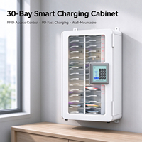 Casier de charge intelligent USB-C PD à 30 baies avec mot de passe, carte NFC et carte IC, pour montage mural ou sur bureau, pour le rangement et la charge de téléphones, idéal pour les écoles et les bureaux